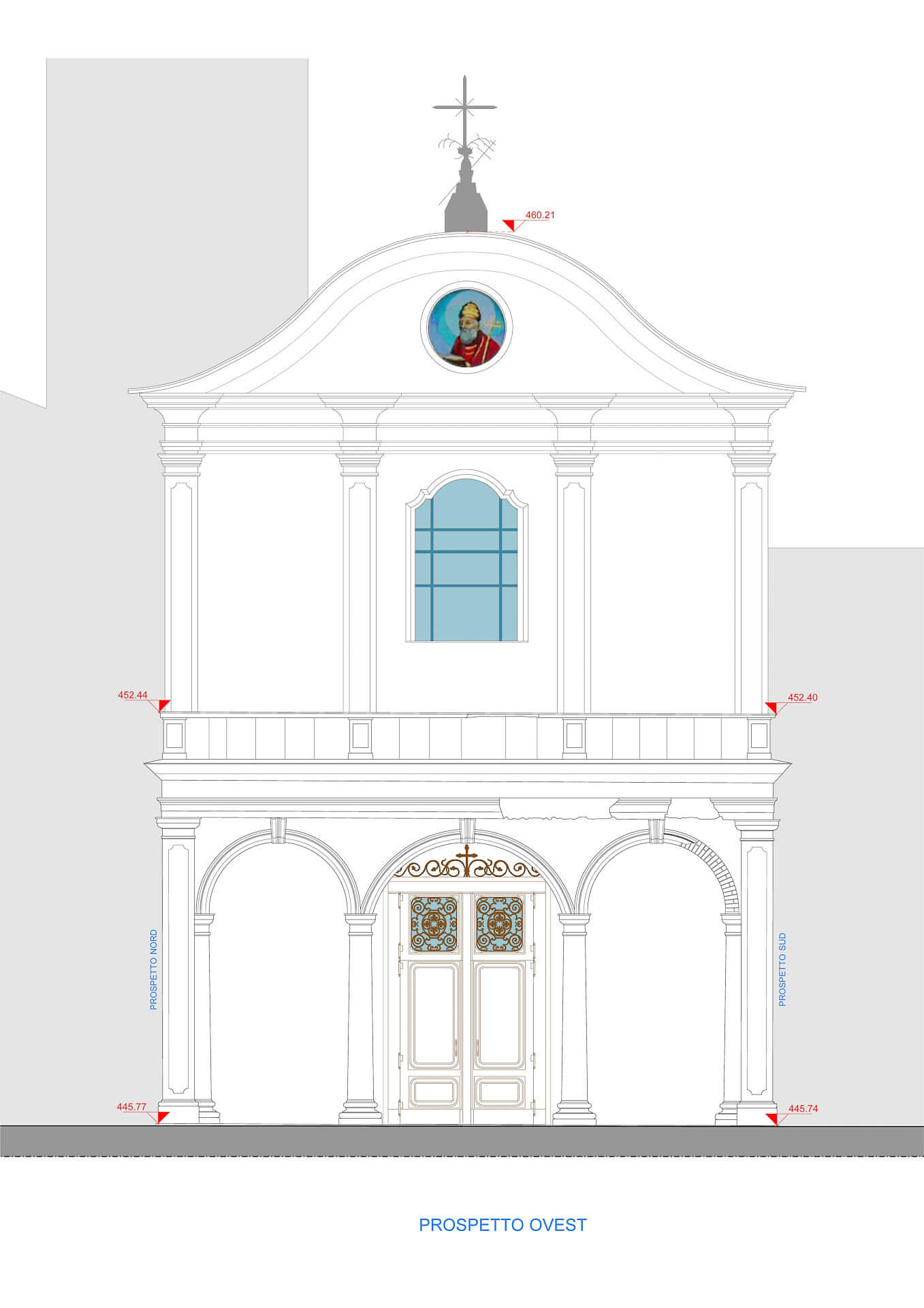 Geometra Quadrini Davide - Edificio di Culto - prospetto Ovest