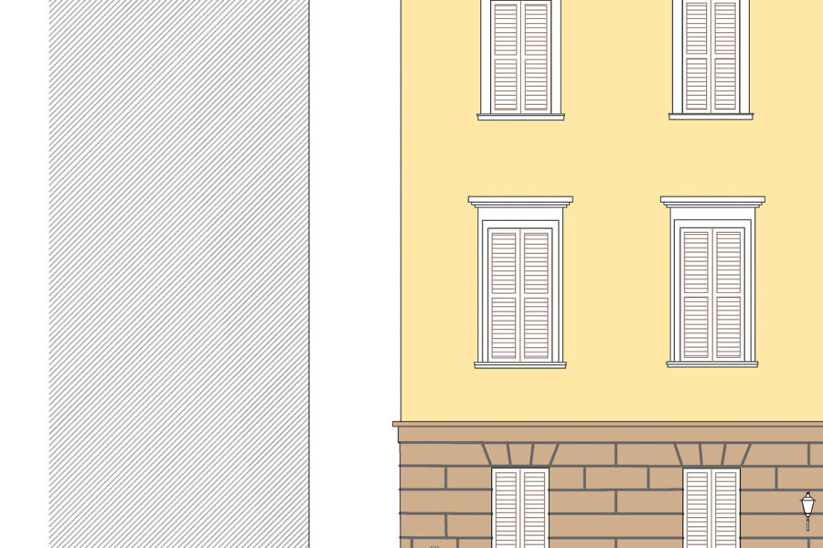 Geometra Quadrini Davide - Edificio residenziale-commerciale - prospetto Est - Dettaglio