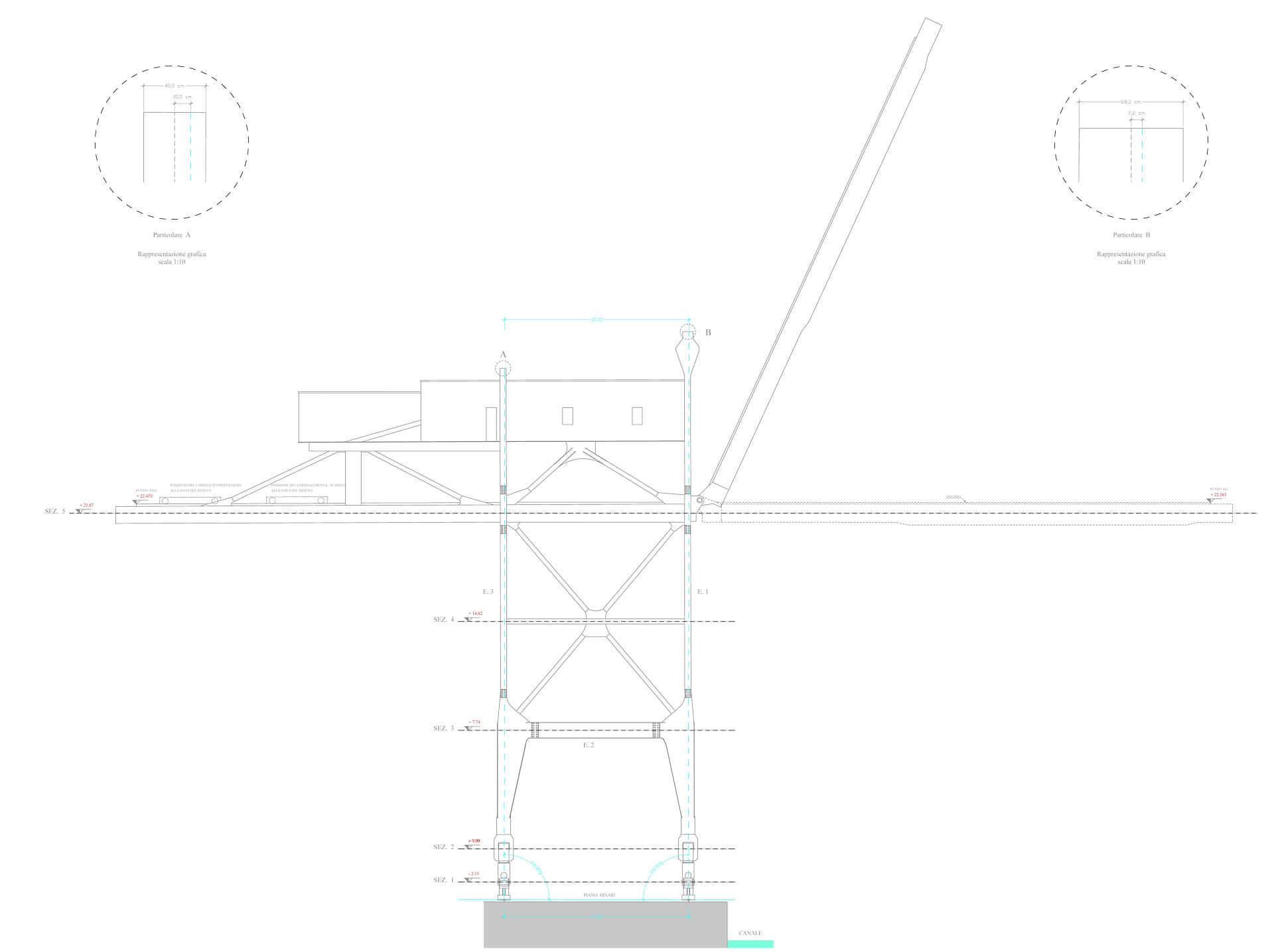 Geometra Quadrini Davide - Rilievo di quote plano-altimetriche di un ponte gru scaricatore