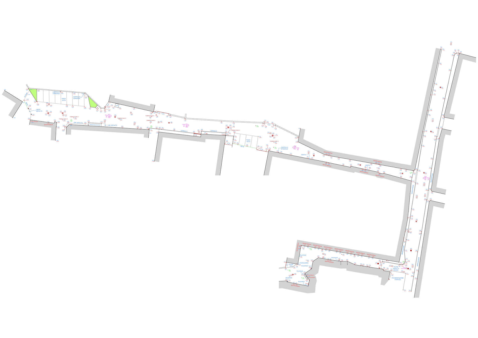 Geometra Quadrini Davide - Rilievo topografico: porzione in dettaglio di rete stradale